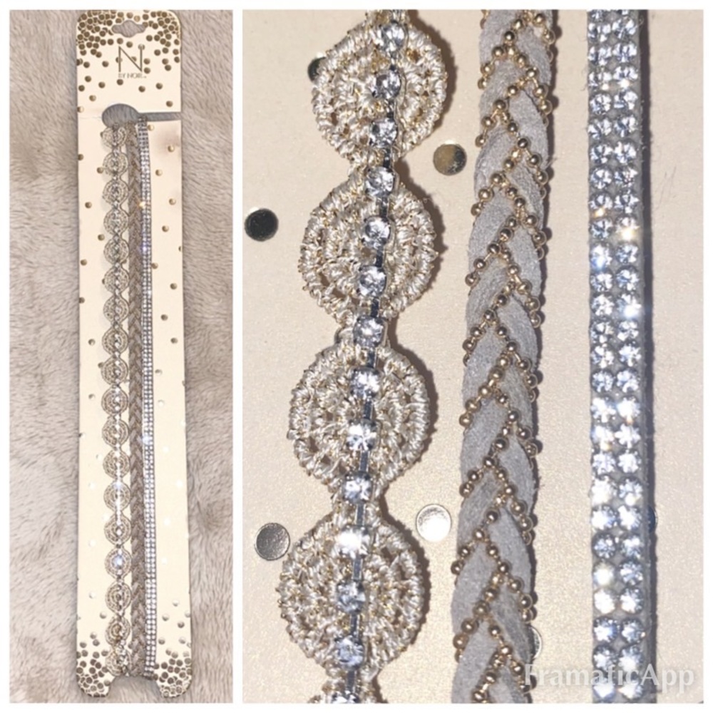 🌸2/$20 3 NEW N by Noir Elastic Rhinestone Headbands